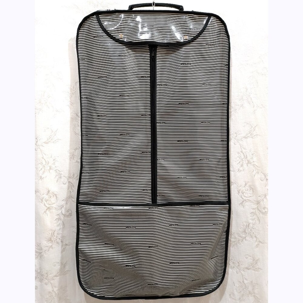 Vintage Lancôme Hanging Garment Bag Logo Stripe Travel Clothing Luggage Luxury